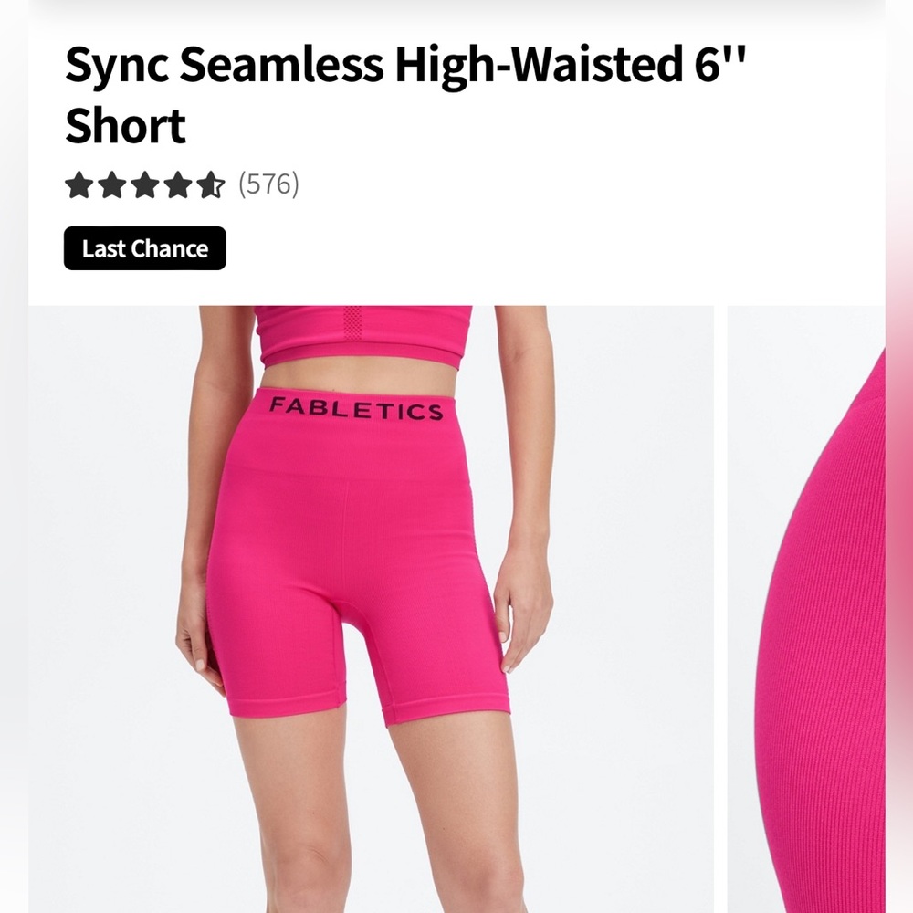 Fabletics Sync Seamless High-Waisted Plush Pink 6… - image 3